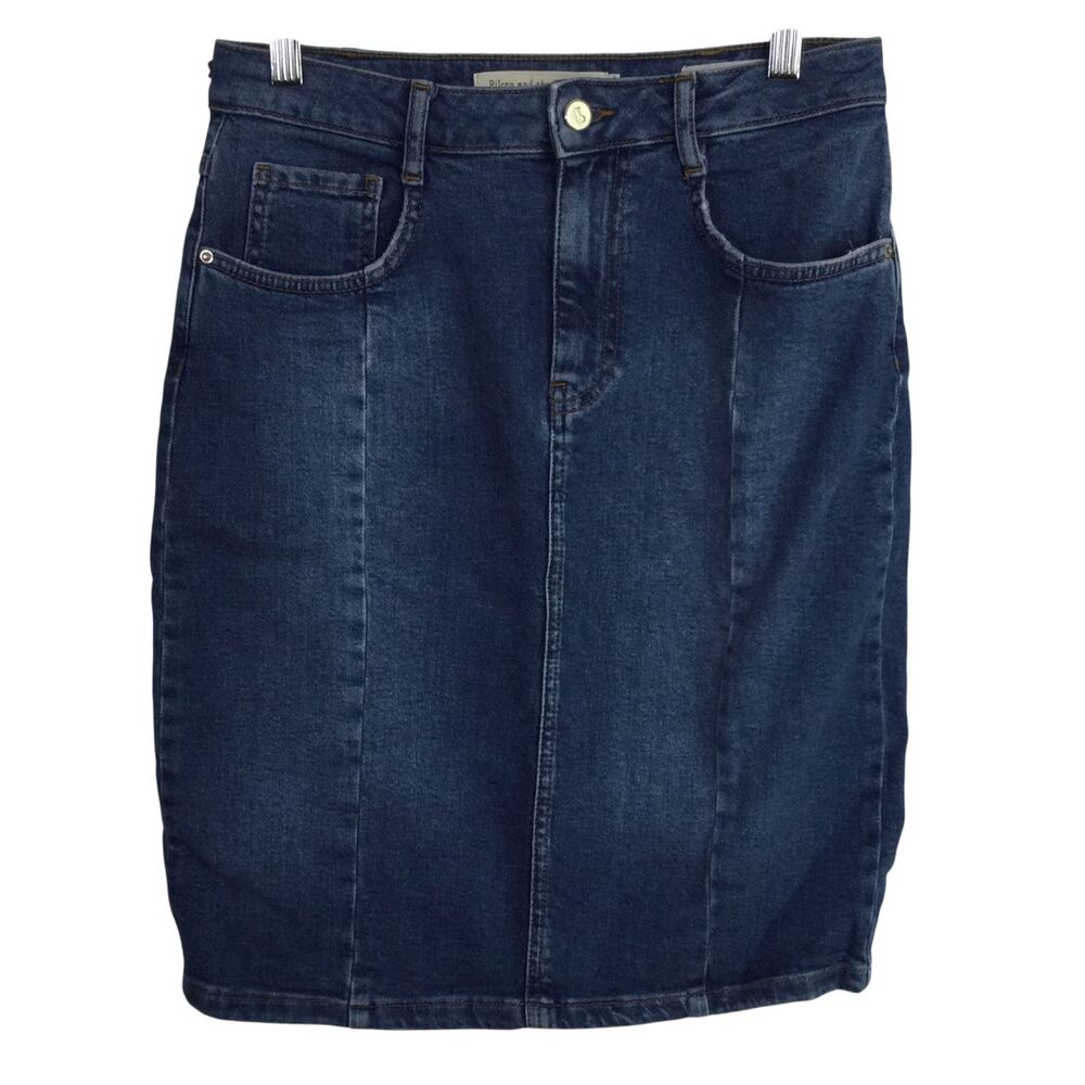 PILCRO and The Letterpress Anthropologie Womens Denim Pencil Skirt Blue Size 4